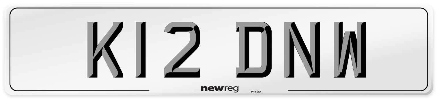 K12 DNW Number Plate from New Reg